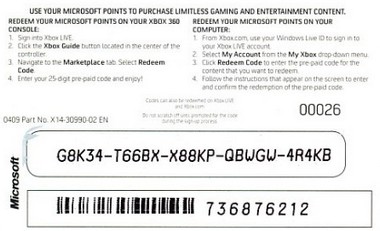 Free Xbox Live Microsoft Points Codes 2012 No Download